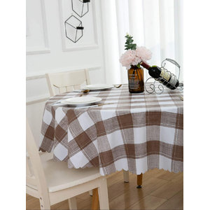 scalloped oilcloth spillproof wipeable tablecloth